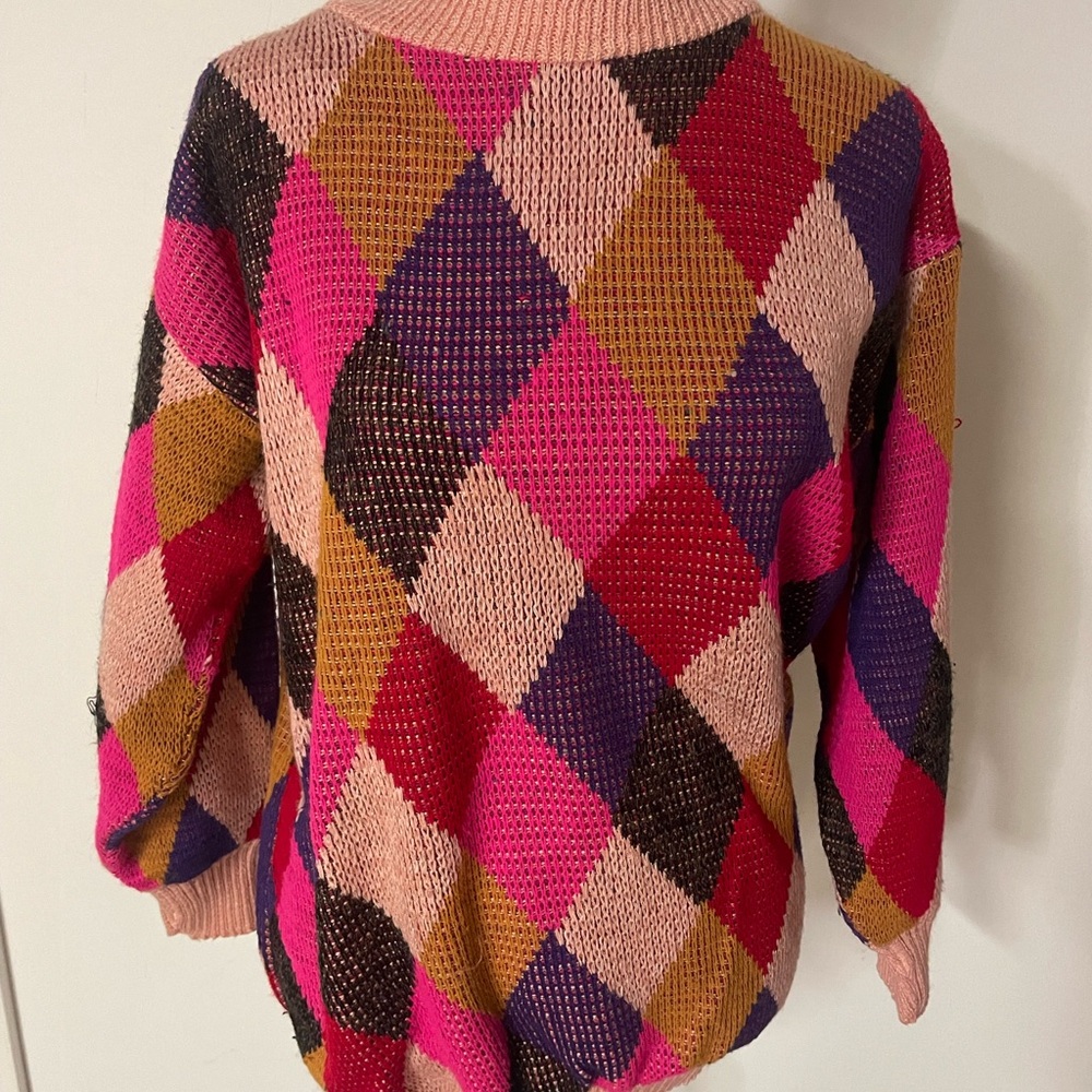 Colorful  vintage Argyle Women's Sweater